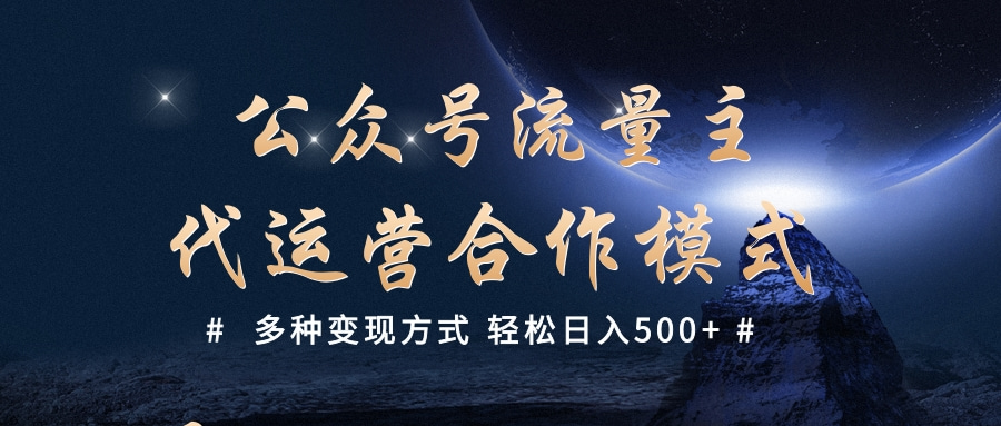 公众号流量主代运营  多种变现方式 轻松日入500+网创库-网创项目资源站-副业项目-创业项目-搞钱项目网创库
