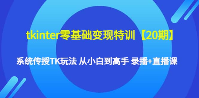 tkinter零基础变现特训【20期】系统传授TK玩法 从小白到高手 录播+直播课网创库-网创项目资源站-副业项目-创业项目-搞钱项目网创库