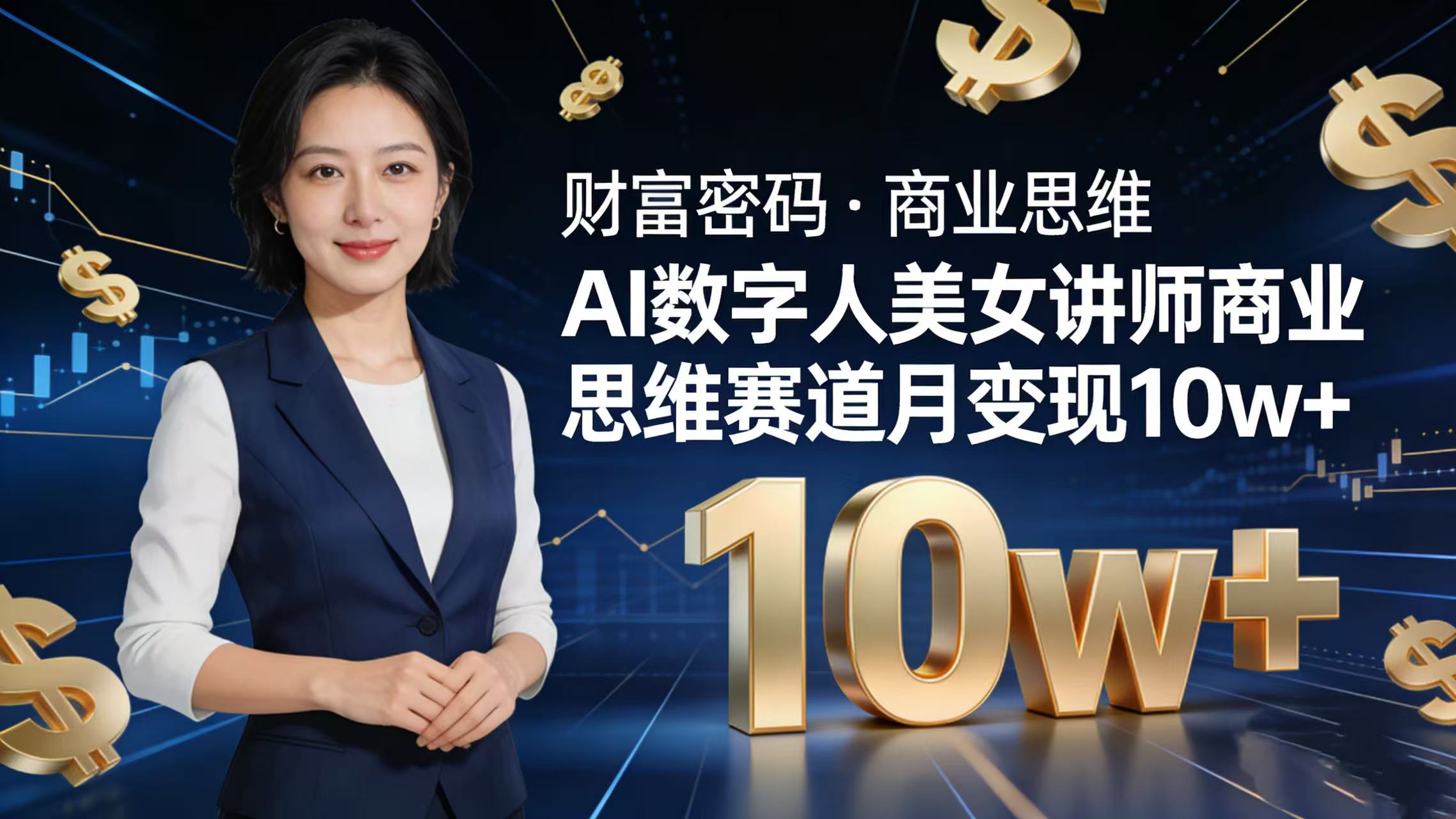 AI 数字人美女讲师！商业思维赛道咋做到月变现 10w+？网创库-网创项目资源站-副业项目-创业项目-搞钱项目网创库