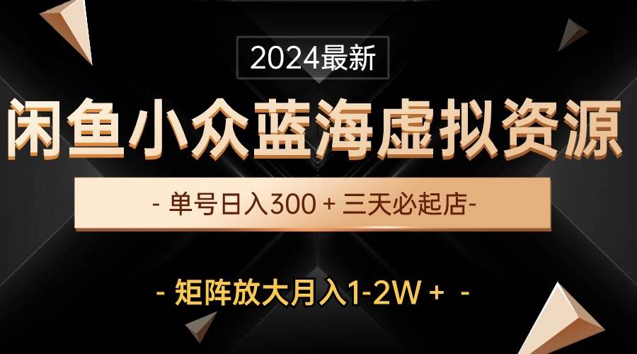 最新闲鱼小众蓝海虚拟资源，单号日入300＋，三天必起店，矩阵放大月入1-2W网创库-网创项目资源站-副业项目-创业项目-搞钱项目网创库