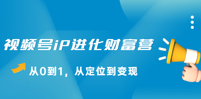 视频号iP进化财富营第1期，21天从0到1，从定位到变现网创库-网创项目资源站-副业项目-创业项目-搞钱项目网创库