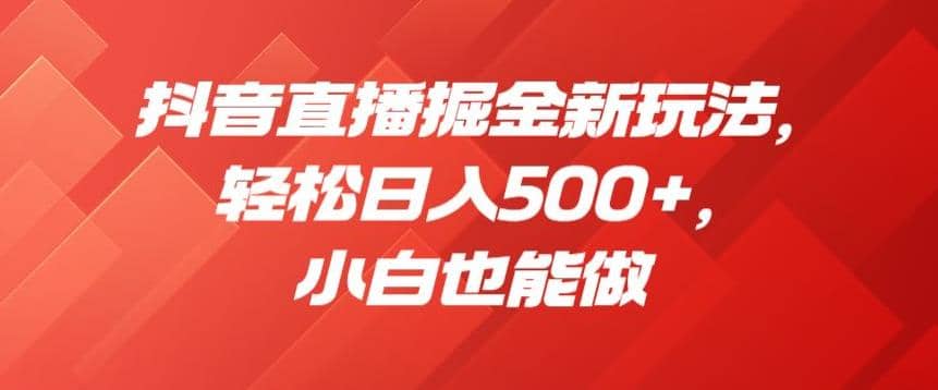 抖音直播掘金新玩法，轻松日入500+，小白也能做【揭秘】网创库-网创项目资源站-副业项目-创业项目-搞钱项目网创库