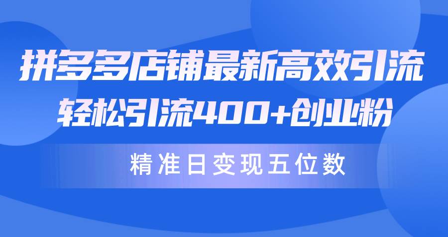 拼多多店铺最新高效引流术，轻松引流400+创业粉，精准日变现五位数！网创库-网创项目资源站-副业项目-创业项目-搞钱项目网创库