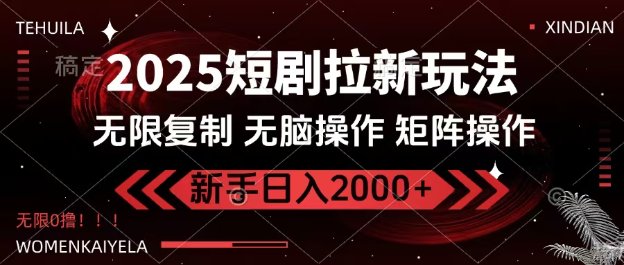 2025短剧拉新玩法，无需注册登录，无限0撸，无脑批量操作日入2000+网创库-网创项目资源站-副业项目-创业项目-搞钱项目网创库