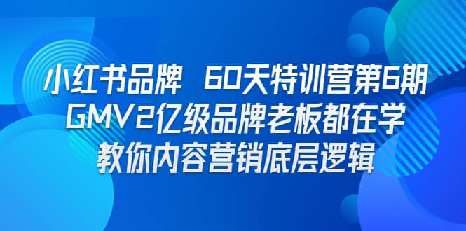 小红书品牌 60天特训营第6期 GMV2亿级品牌老板都在学 教你内容营销底层逻辑网创库-网创项目资源站-副业项目-创业项目-搞钱项目网创库
