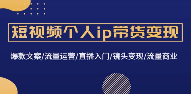 短视频个人ip带货变现：爆款文案/流量运营/直播入门/镜头变现/流量商业网创库-网创项目资源站-副业项目-创业项目-搞钱项目网创库