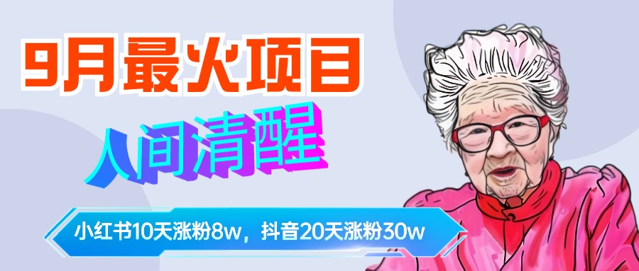 9月最火项目，人间清醒柒奶奶，10天小红薯涨粉8w+，单篇笔记报价1400.网创库-网创项目资源站-副业项目-创业项目-搞钱项目网创库