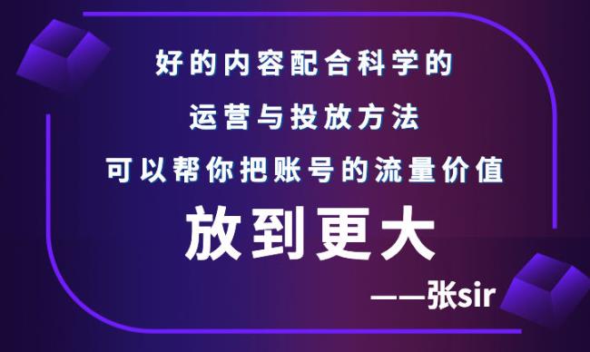 张sir账号流量增长课，告别海王流量，让你的流量更精准网创库-网创项目资源站-副业项目-创业项目-搞钱项目网创库