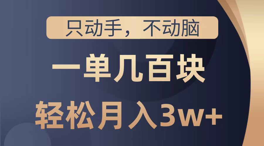 只动手不动脑，一单几百块，轻松月入2w+，看完就能直接操作，详细教程网创库-网创项目资源站-副业项目-创业项目-搞钱项目网创库