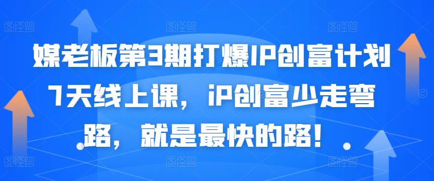 媒老板第3期打爆IP创富计划7天线上课，iP创富少走弯路，就是最快的路！网创库-网创项目资源站-副业项目-创业项目-搞钱项目网创库