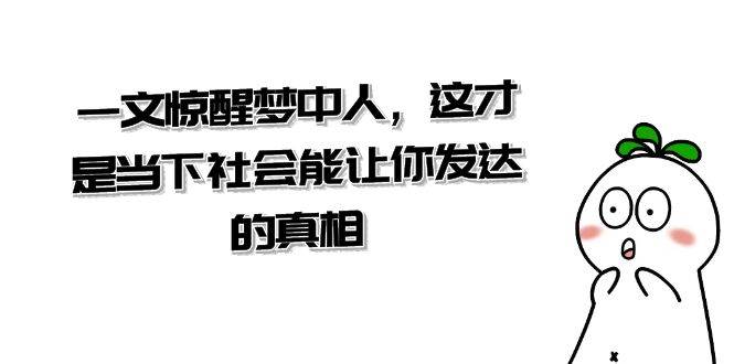 某公众号付费文章《一文 惊醒梦中人，这才是当下社会能让你发达的真相》网创库-网创项目资源站-副业项目-创业项目-搞钱项目网创库