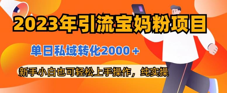 2023年引流宝妈粉项目，单日私域转化2000＋，新手小白也可轻松上手操作，纯实操网创库-网创项目资源站-副业项目-创业项目-搞钱项目网创库