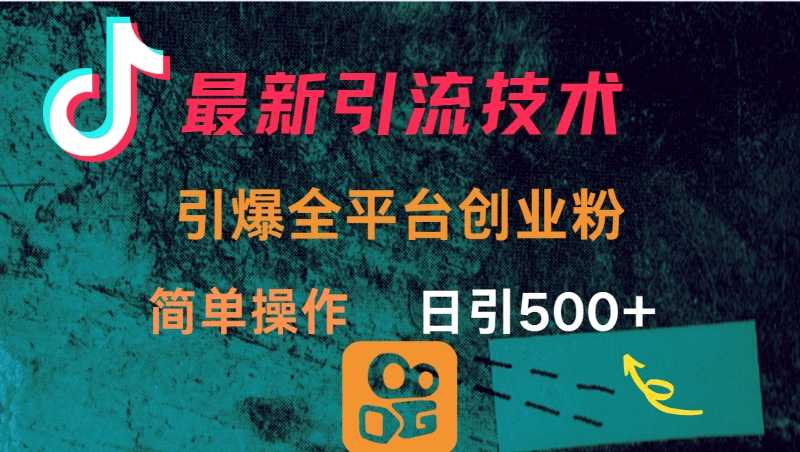 最新引流方法，引爆全平台创业粉操作简单，日引300＋网创库-网创项目资源站-副业项目-创业项目-搞钱项目网创库