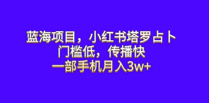 蓝海项目，小红书塔罗占卜，门槛低，传播快，一部手机月入3w+网创库-网创项目资源站-副业项目-创业项目-搞钱项目网创库