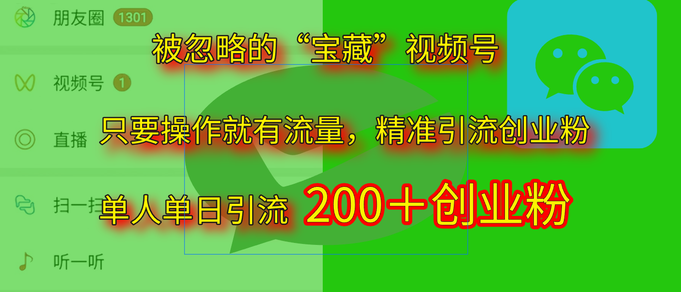 2025.5月最新被忽略的“宝藏”视频号,精准日引流200+网创库-网创项目资源站-副业项目-创业项目-搞钱项目网创库