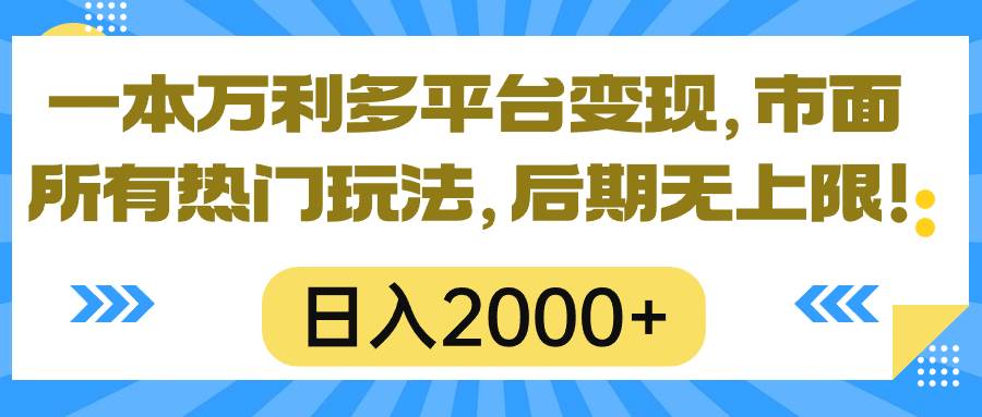 一本万利多平台变现，市面所有热门玩法，日入2000+，后期无上限！网创库-网创项目资源站-副业项目-创业项目-搞钱项目网创库