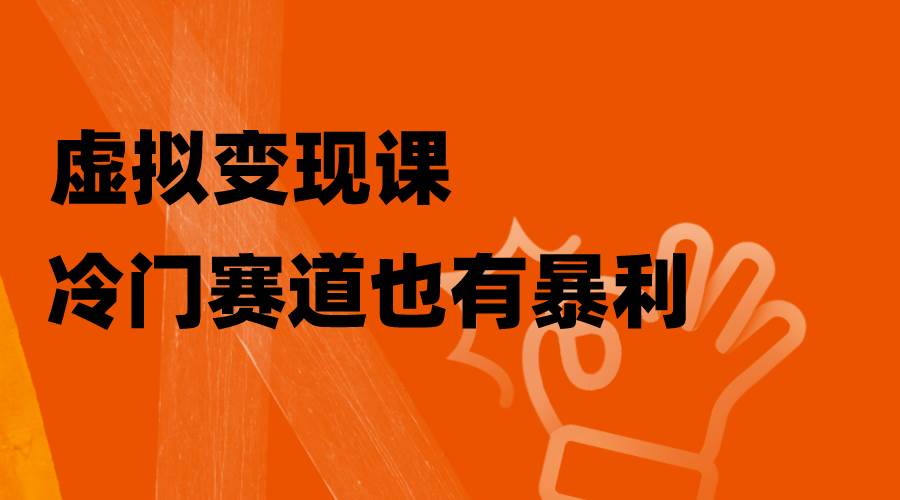 虚拟变现课，冷门赛道也有暴利，手把手教你玩转冷门私域网创库-网创项目资源站-副业项目-创业项目-搞钱项目网创库