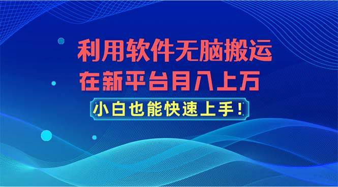 利用软件无脑搬运，在新平台月入上万，小白也能快速上手网创库-网创项目资源站-副业项目-创业项目-搞钱项目网创库