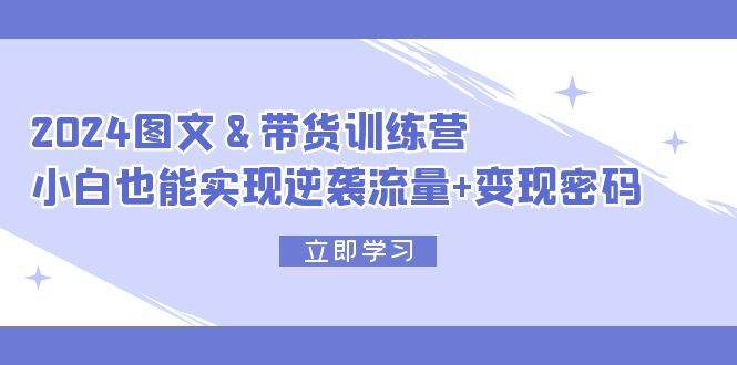 2024 图文+带货训练营，小白也能实现逆袭流量+变现密码网创库-网创项目资源站-副业项目-创业项目-搞钱项目网创库