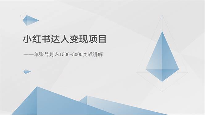 小红书达人变现项目：单账号月入1500-3000实战讲解网创库-网创项目资源站-副业项目-创业项目-搞钱项目网创库