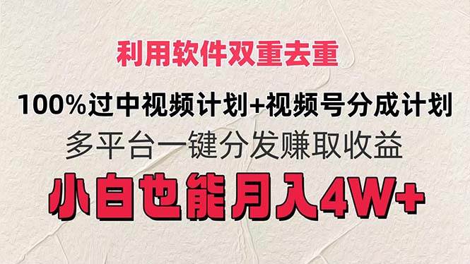 利用软件双重去重，100%过中视频+视频号分成计划小白也可以月入4W+网创库-网创项目资源站-副业项目-创业项目-搞钱项目网创库