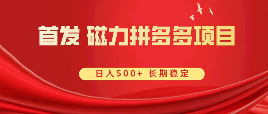 首发 磁力拼多多自撸  日入500+网创库-网创项目资源站-副业项目-创业项目-搞钱项目网创库