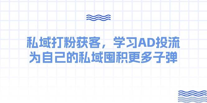 某收费课：私域打粉获客，学习AD投流，为自己的私域囤积更多子弹网创库-网创项目资源站-副业项目-创业项目-搞钱项目网创库