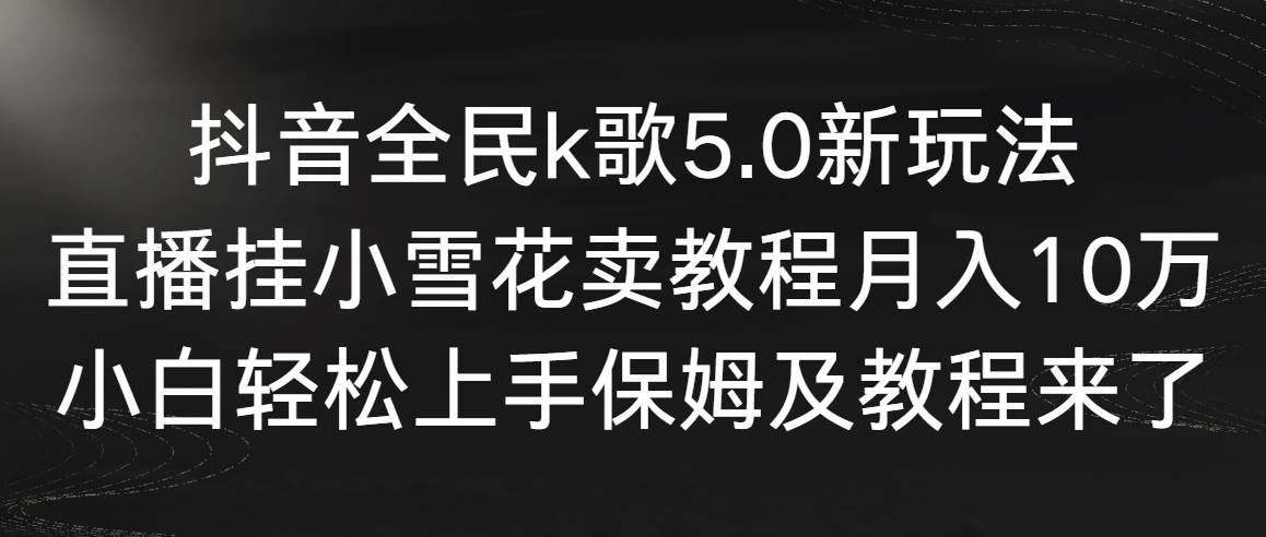 抖音全民k歌5.0新玩法，直播挂小雪花卖教程月入10万，小白轻松上手，保…网创库-网创项目资源站-副业项目-创业项目-搞钱项目网创库