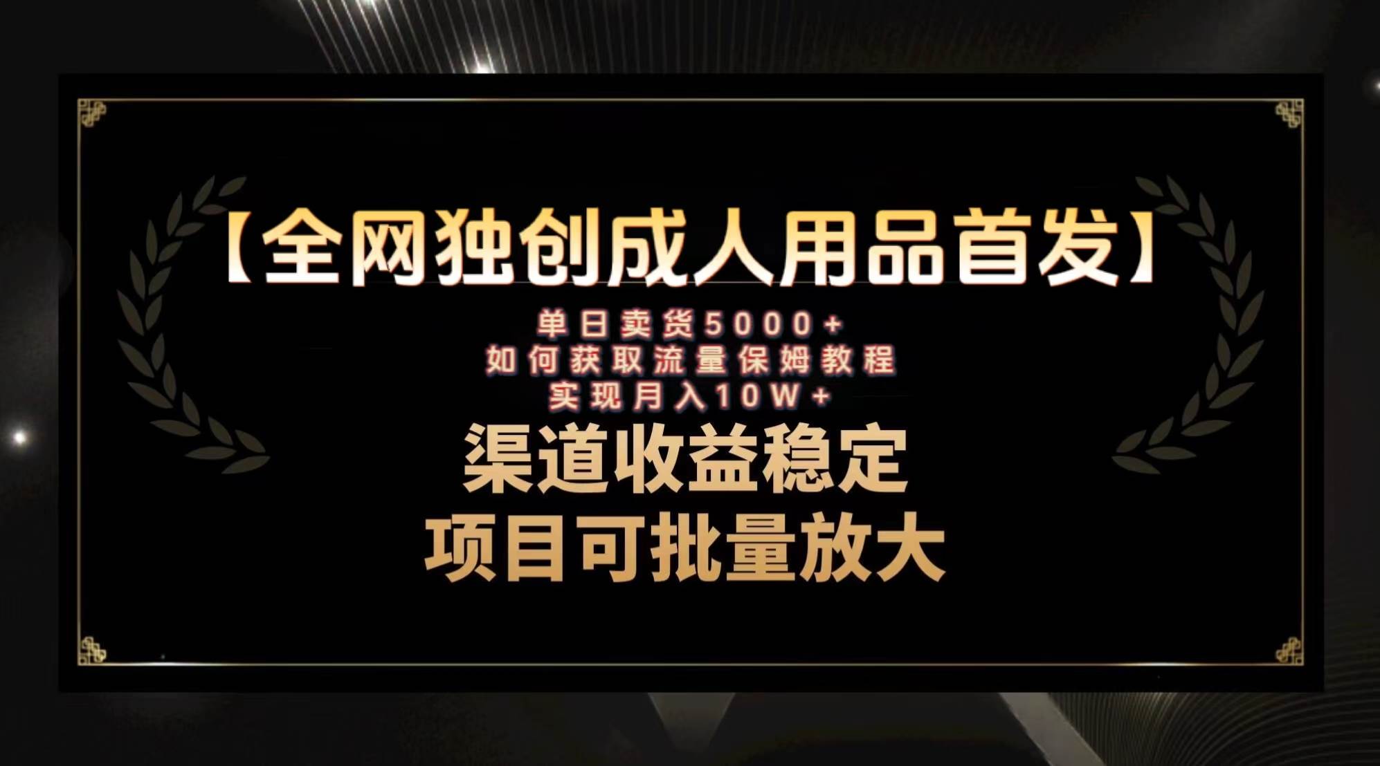 最新全网独创首发，成人用品赛道引流获客，月入10w保姆级教程网创库-网创项目资源站-副业项目-创业项目-搞钱项目网创库