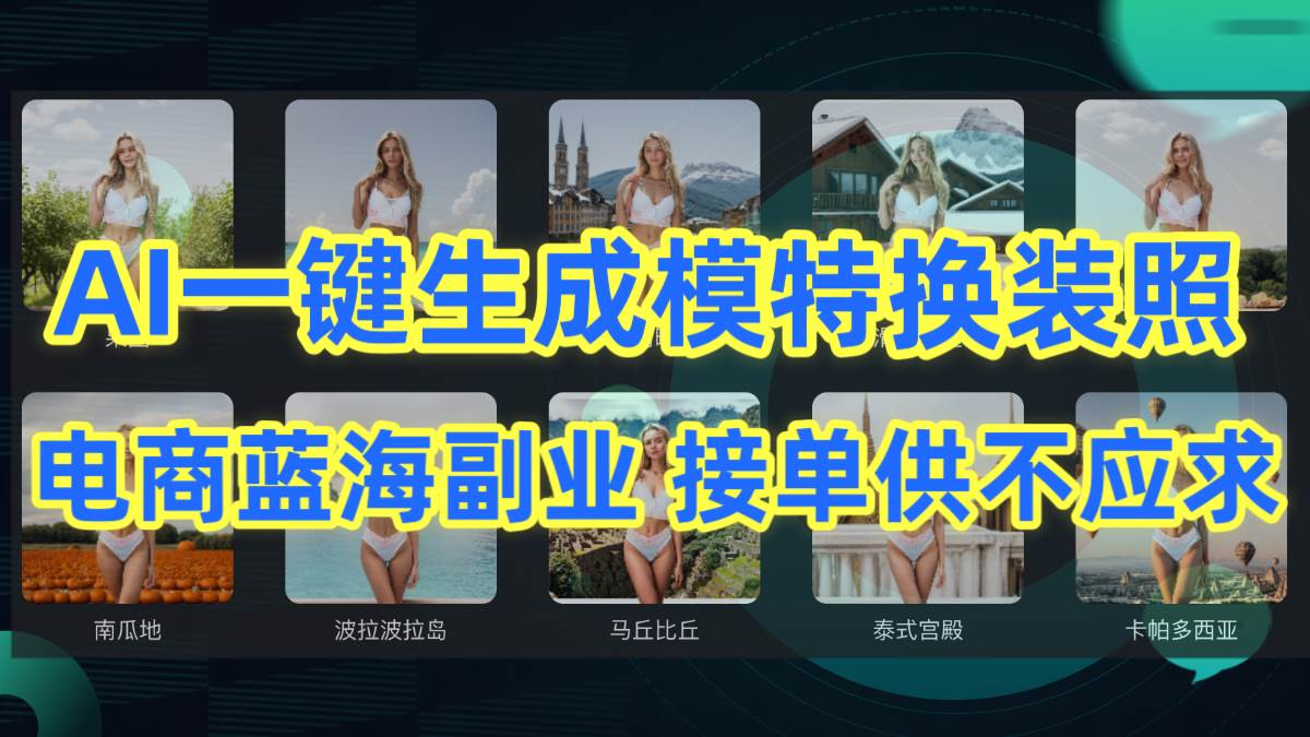 AI制作一键生成模特换装照，电商蓝海副业供不应求网创库-网创项目资源站-副业项目-创业项目-搞钱项目网创库