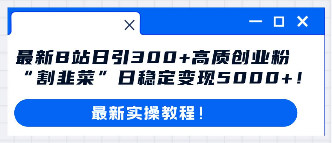 最新B站日引300+高质创业粉教程!“割韭菜”日稳定变现5000+!网创库-网创项目资源站-副业项目-创业项目-搞钱项目网创库