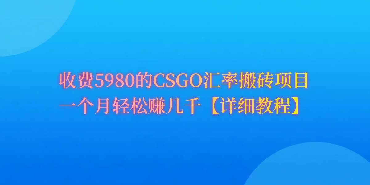 CSGO装备搬砖，月综合收益率高达60%，你也可以！网创库-网创项目资源站-副业项目-创业项目-搞钱项目网创库