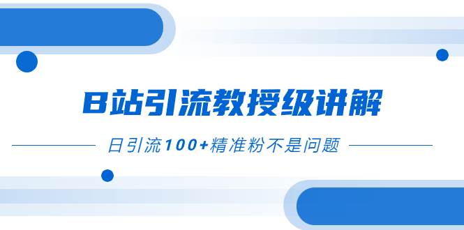 B站引流教授级讲解，细节满满，日引流100+精准粉不是问题网创库-网创项目资源站-副业项目-创业项目-搞钱项目网创库