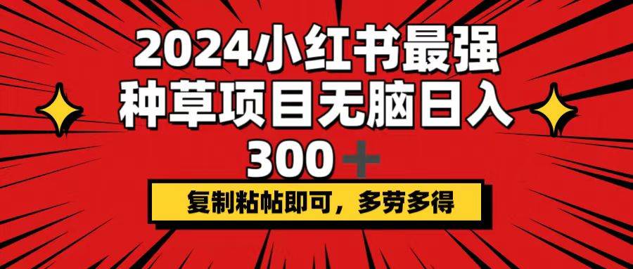 2024小红书最强种草项目，无脑日入300+，复制粘帖即可，多劳多得网创库-网创项目资源站-副业项目-创业项目-搞钱项目网创库