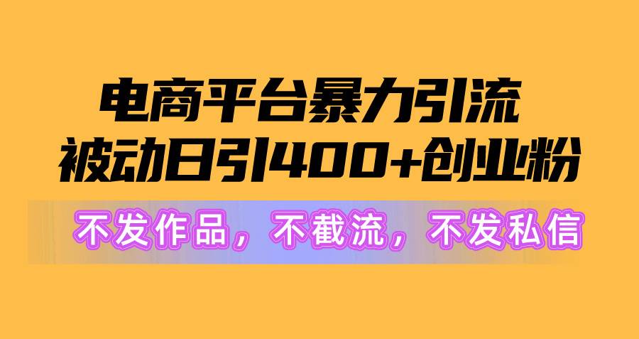 电商平台暴力引流,被动日引400+创业粉不发作品，不截流，不发私信网创库-网创项目资源站-副业项目-创业项目-搞钱项目网创库