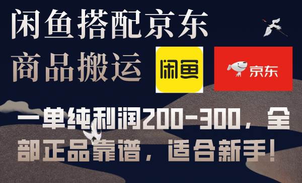 闲鱼搭配京东备份库搬运，一单纯利润200-300，全部正品靠谱，适合新手！网创库-网创项目资源站-副业项目-创业项目-搞钱项目网创库