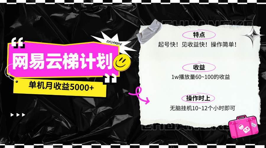 最新网易云梯计划网页版，单机月收益5000+！可放大操作网创库-网创项目资源站-副业项目-创业项目-搞钱项目网创库