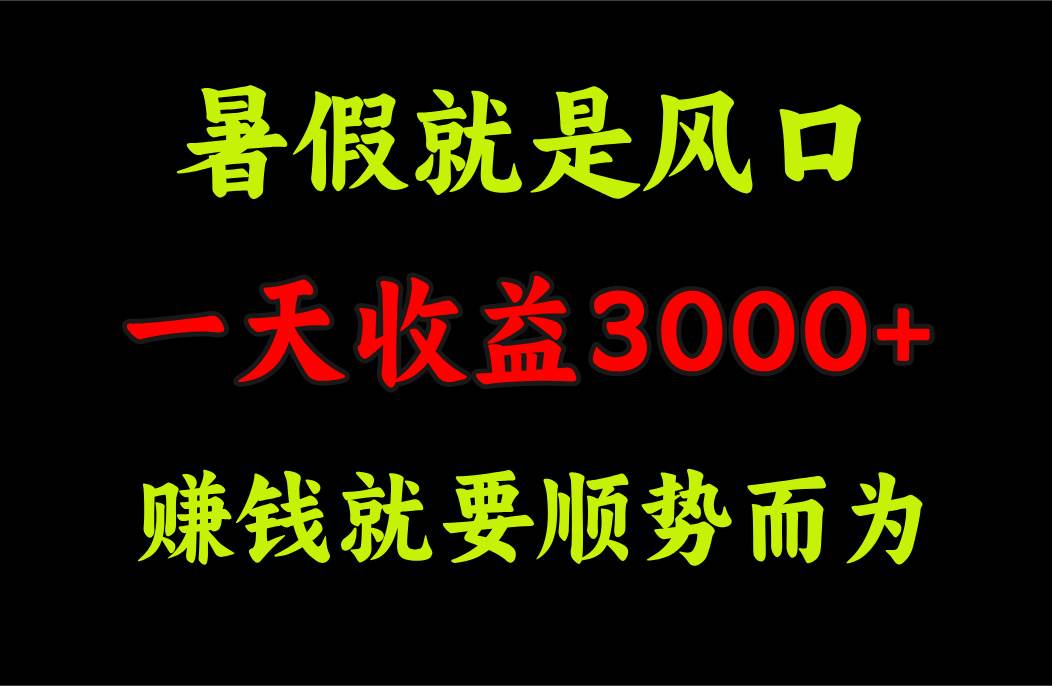 一天收益3000+ 赚钱就是顺势而为，暑假就是风口网创库-网创项目资源站-副业项目-创业项目-搞钱项目网创库