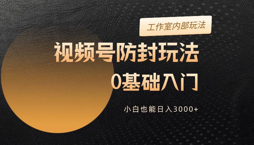 2024视频号升级防封玩法，零基础入门，小白也能日入3000+网创库-网创项目资源站-副业项目-创业项目-搞钱项目网创库