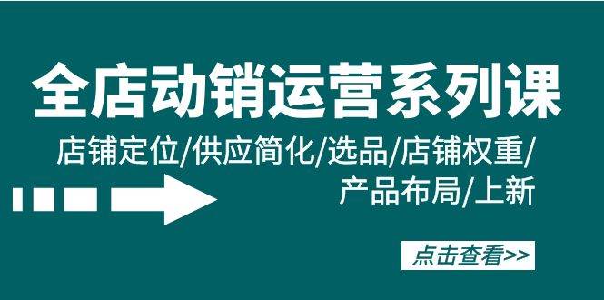 全店·动销运营系列课：店铺定位/供应简化/选品/店铺权重/产品布局/上新网创库-网创项目资源站-副业项目-创业项目-搞钱项目网创库