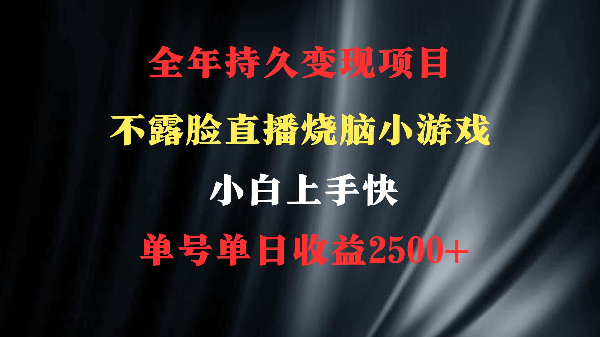 2024年 最优项目，烧脑小游戏不露脸直播  小白上手快 无门槛 一天收益2500+网创库-网创项目资源站-副业项目-创业项目-搞钱项目网创库