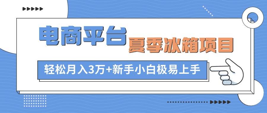 电商平台夏季冰箱项目，轻松月入3万+，新手小白极易上手网创库-网创项目资源站-副业项目-创业项目-搞钱项目网创库