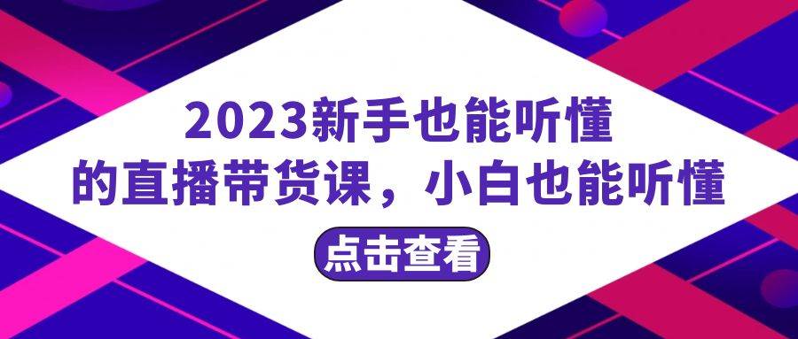 2023新手也能听懂的直播带货课，小白也能听懂，20节完整网创库-网创项目资源站-副业项目-创业项目-搞钱项目网创库