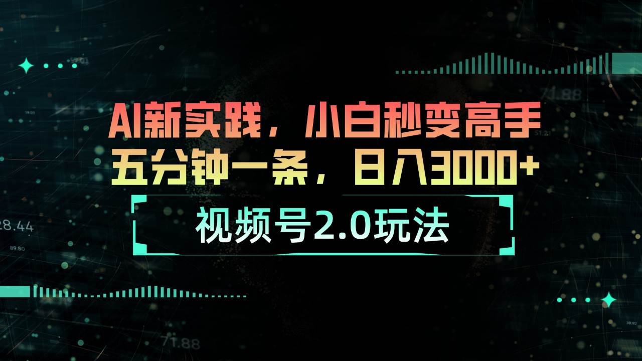 视频号2.0玩法 AI新实践，小白秒变高手五分钟一条，日入3000+网创库-网创项目资源站-副业项目-创业项目-搞钱项目网创库