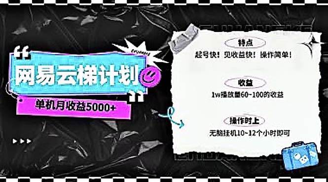 2024网易云云梯计划 单机日300+ 无脑月入5000+网创库-网创项目资源站-副业项目-创业项目-搞钱项目网创库