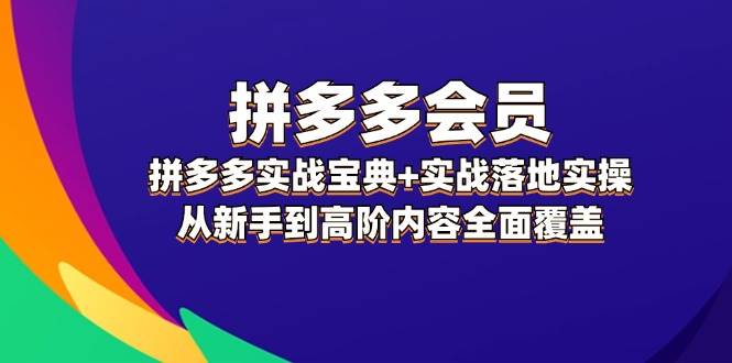 拼多多 会员，拼多多实战宝典+实战落地实操，从新手到高阶内容全面覆盖网创库-网创项目资源站-副业项目-创业项目-搞钱项目网创库