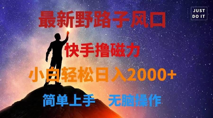 最新风口！快手撸磁力，野路子，小白无脑操作日入2000+网创库-网创项目资源站-副业项目-创业项目-搞钱项目网创库