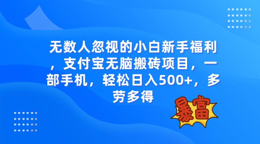 无数人忽视的项目，支付宝无脑搬砖项目，一部手机即可操作，轻松日入500+网创库-网创项目资源站-副业项目-创业项目-搞钱项目网创库