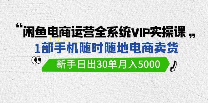 闲鱼电商运营全系统VIP实战课，1部手机随时随地卖货，新手日出30单月入5000网创库-网创项目资源站-副业项目-创业项目-搞钱项目网创库