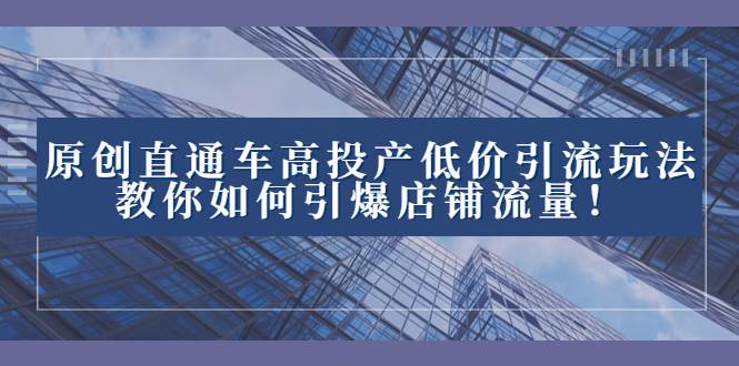 2023直通车高投产低价引流玩法，教你如何引爆店铺流量！网创库-网创项目资源站-副业项目-创业项目-搞钱项目网创库